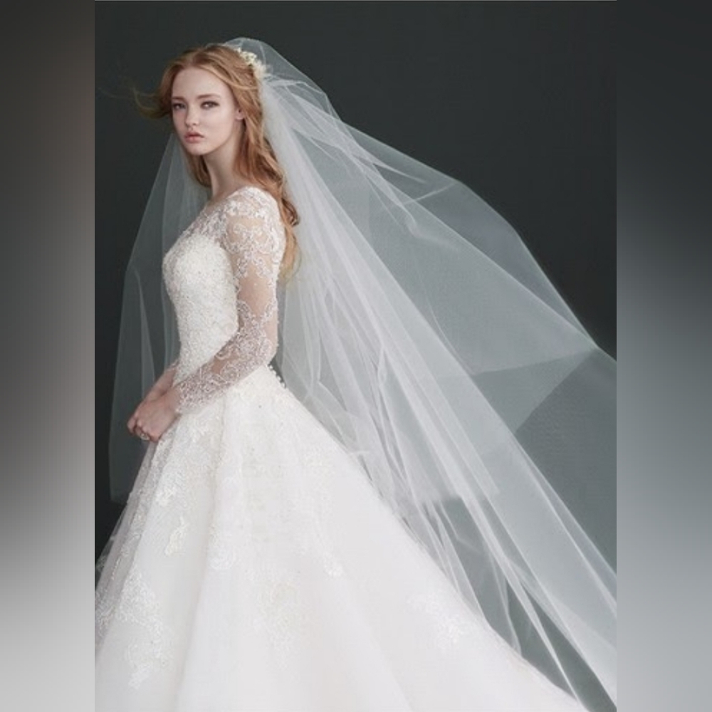 Simple Double Layer Ivory Bridal Veil With Insert Comb